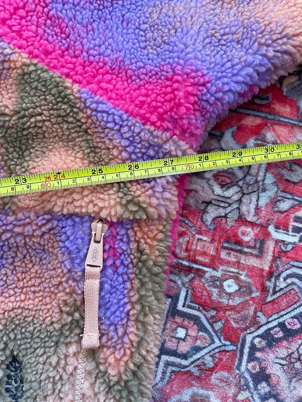 Free People Multicolor Sherpa Pullover Jacket - Pink, Purple, Peach - Picture 13 of 16